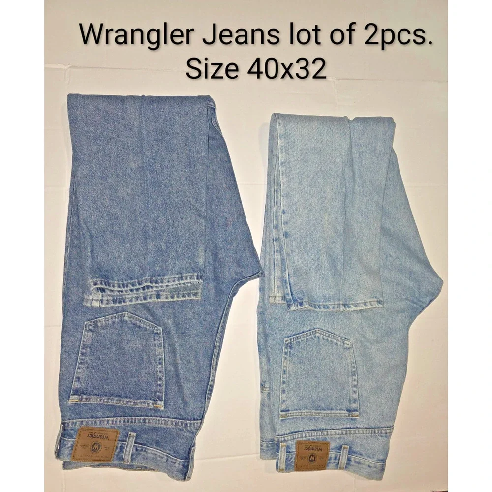 Lot of 2pcs Wrangler Men’s Blue Straight Leg Casual Style Jeans Size 40x32 M020 - Picture 7 of 16